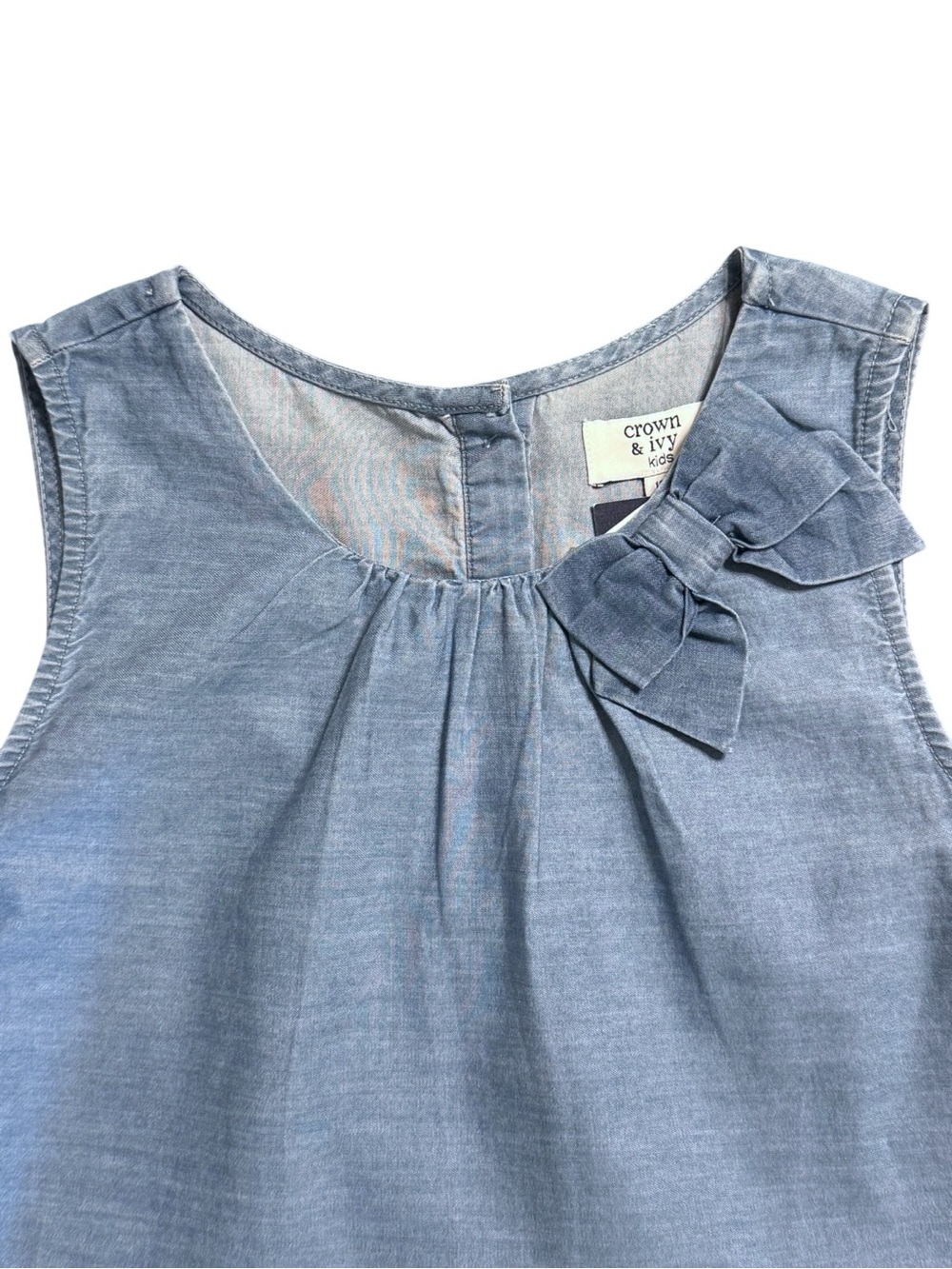 Crown & Ivy Kids Blue Embroidered Bow Dress Size 12 NWT Cotton - Picture 3 of 6